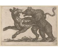 ARToPHIIU Imagen de Lienzo Impresión de Imagen Clásicas Poster un animal luchando contra un tigre de antonio tempesta para Decoraciones del Hogar 60x90cm