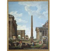 ARToPHIIU Imagen de Lienzo Impresión de Imagen Clásicas Poster Un Capriiicho con ruinas romanas y una escena de la vida de Belisaire de Paolo Pannini para Decoraciones del Hogar 60x90cm