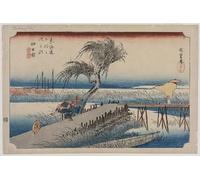 ARToPHIIU Imagen de Lienzo Impresión de Imagen Clásicas Poster Yokkaichi: Vista del río Mie por Utagawa Hiroshige para Decoraciones del Hogar 60x90cm
