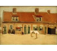 ARToPHIIU Pared Arte Cuadro Artistica Imagen Lienzo Famosa Pintura Reproducción Casas antiguas en Scheveningen por Max Liebermann para Decoración de Paredes 60x90cm