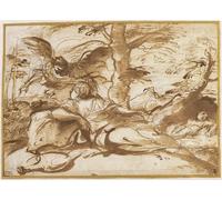 ARToPHIIU Pared Arte Cuadro Artistica Imagen Lienzo Famosa Pintura Reproducción El ángel que se aparece a Agar en el desierto de Pier Francesco Mola para Decoración de Paredes 60x90cm