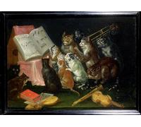 ARToPHIIU Pared Arte Cuadro Artistica Imagen Lienzo Famosa Pintura Reproducción Encuentro Musical de Gatos de Ferdinand Van Kessel para Decoración de Paredes 60x90cm