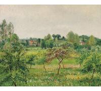 ARToPHIIU Pared Arte Cuadro Artistica Imagen Lienzo Famosa Pintura Reproducción Eragny del clima lluvioso de junio de Camille Jacob Pissarro para Decoración de Paredes 60x90cm