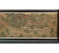 ARToPHIIU Pared Arte Cuadro Artistica Imagen Lienzo Famosa Pintura Reproducción Festival de primavera en el río Handscroll de la escuela china de la dinastía Qing para Decoración de Paredes 60x90cm