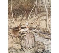 ARToPHIIU Pared Arte Cuadro Artistica Imagen Lienzo Famosa Pintura Reproducción Hermanito y Hermanita de Arthur Rackham para Decoración de Paredes 60x90cm