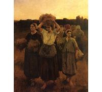ARToPHIIU Pared Arte Cuadro Artistica Imagen Lienzo Famosa Pintura Reproducción Il Richiamo Delle Spigolatrici Jules-Adolphe Breton para Decoración de Paredes 60x90cm