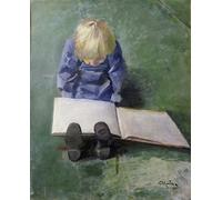 ARToPHIIU Pared Arte Cuadro Artistica Imagen Lienzo Famosa Pintura Reproducción Pequeña lectura de Ebbe de Christian Krohg para Decoración de Paredes 60x90cm