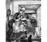 ARToPHIIU Pared Arte Cuadro Artistica Imagen Lienzo Famosa Pintura Reproducción una niñera con un niño frente al fuego de Mary Ellen Edwards para Decoración de Paredes 60x90cm