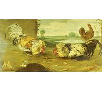 ARToPHIIU Pared Arte Cuadro Artistica Imagen Lienzo Famosa Pintura Reproducción una pelea de gallos de Frans Snyders o Snijders para Decoración de Paredes 60x90cm