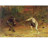 ARToPHIIU Pinturas al óleo Clásicas Impresiones de Lienzo Decorativo Cuadro a muerte una lucha de espada y daga con una mano por John Pettie para la Decoración del Hogar del Dormitorio 60x90cm