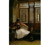 ARToPHIIU Pinturas al óleo Clásicas Impresiones de Lienzo Decorativo Cuadro Arnaut fumando de Jean Leon Gerome para la Decoración del Hogar del Dormitorio 60x90cm