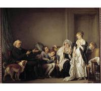 ARToPHIIU Pinturas al óleo Clásicas Impresiones de Lienzo Decorativo Cuadro El cura y laviuda Pintura de Jean Baptiste Greuze para la Decoración del Hogar del Dormitorio 60x90cm