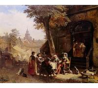 ARToPHIIU Pinturas al óleo Clásicas Impresiones de Lienzo Decorativo Cuadro Gente frente a la posada de Jacob Henricus Maris para la Decoración del Hogar del Dormitorio 60x90cm