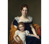 ARToPHIIU Pinturas al óleo Clásicas Impresiones de Lienzo Decorativo Cuadro Retrato de la condesa Vilain Xiiii con su hija de Jacques Louis David para la Decoración del Hogar del Dormitorio 60x90cm