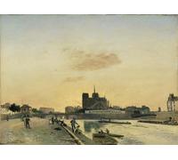 ARToPHIIU Pinturas al óleo Clásicas Impresiones de Lienzo Decorativo Cuadro Vista de Notre Dame París por Johan Barthold Jongkind para la Decoración del Hogar del Dormitorio 60x90cm