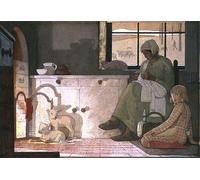 ARToPHIIU Pinturas Famosas Pinturas Murales Cuadro Moderno Lienzo Estudio para la madre adoptiva de Frederick Cayley Robinson para la Decoración de la Sala de Estar 60x90cm