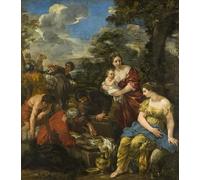 ARToPHIIU Pinturas Famosas Pinturas Murales Cuadro Moderno Lienzo Labán en busca de sus ídolos de Pietro Da Cortona para la Decoración de la Sala de Estar 60x90cm