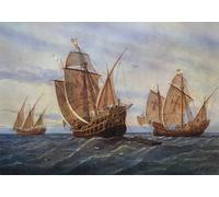 ARToPHIIU Pinturas Famosas Pinturas Murales Cuadro Moderno Lienzo Las Tres Carabelas de Cristóbal Colón de Rafael Monleon Y Torres para la Decoración de la Sala de Estar 60x90cm