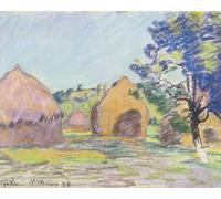 ARToPHIIU Pinturas Famosas Pinturas Murales Cuadro Moderno Lienzo Pajares en Saint-cheron de Jean Baptiste Armand Guillaumin para la Decoración de la Sala de Estar 60x90cm