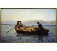 ARToPHIIU Póster de Lienzo Cambio de pastoreo Los pastores abordaron el rebaño de ovejas para llevarlas a la otra orilla de Rosa Bonheur para la Decoración del Hogar de la Oficina 60x90cm