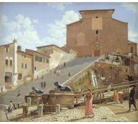 ARToPHIIU Póster de Lienzo Impresión en Lienzo los escalones de mármol que conducen a la iglesia de Santa María en Aracoeli por CW Eckersberg para la Decoración del Hogar de la Oficina 60x90cm