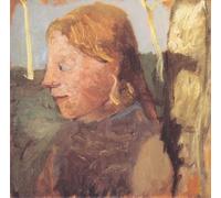 ARToPHIIU Póster de Lienzo Impresión en Lienzo Retrato de medio cuerpo de una niña de perfil junto a un tronco de abedul de Paula Modersohn Becker para la Decoración del Hogar de la Oficina 60x90cm