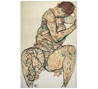Artopweb Panel Decorativo con Diseño Schiele Sitzende Frau Mit Linker Hand In Haar, Madera, Multicolor, 65x1.8x100 cm