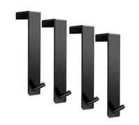 ARTOYS Ganchos para colgar sobre la puerta, color negro, juego de 4 unidades para puertas de 1 3/8 pulgadas de ancho, ganchos de acero inoxidable 304, no requiere taladrar, soporta hasta 50 libras