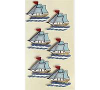 Artoz Juego de pegatinas 3D de diseño de velero, multicolor, hechas a mano, diseño suizo, 6 unidades, 3 x 3 cm, autoadhesivas, papel