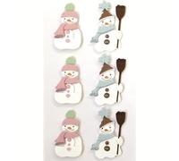 Artoz Pegatinas 3D de muñeco de nieve, multicolor, 6 unidades, hechas a mano, autoadhesivas, 3 x 2 cm, decoración navideña de invierno, estilo Art Deco