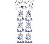 Artoz Pegatinas 3D de unicornio, hechas a mano, diseño suizo, 6 unidades, color blanco y azul