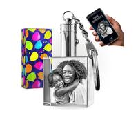 ArtPix 3D Llaveros personalizados con luz LED, Llavero con foto de cristal grabado con láser en 3D personalizado