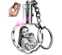 ArtPix 3D Llaveros personalizados con luz LED, Llavero con foto de cristal grabado con láser en 3D personalizado