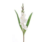 artplants.de Gladiolo Textil ELEA, Blanco, 85cm, Ø3-10cm - Gladiolus Artificial - Flor de plástico