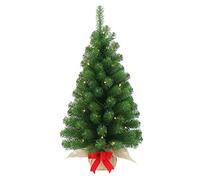 artplants.de Mini árbol de Navidad VARSOVIA con Leds, Saco de Yute, 90cm, Ø 50cm - Abeto Artificial - Pequeño Abeto Decorativo