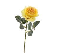 artplants.de Rosa Artificial Simony, Amarillo, Textil, 45cm, Ø 8cm - Flor sintética - Planta de imitación