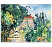 ArtPlaza Cezanne Paul-House with Red Roof Panel Decorativo, Madera MDF, Multicolor, 120x90 Cm
