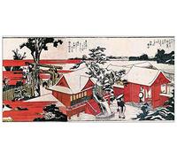 ArtPlaza Hokusai Katsushika-Red Houses Panel Decorativo, Madera MDF, Multicolor, 100x50 Cm