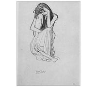 ArtPlaza Klimt Gustav-Crouching from The Front Panel Decorativo, Madera MDF, Multicolor, 90x120 Cm