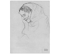 ArtPlaza Klimt Gustav-Head of an Old Woman in Profile Panel Decorativo, Madera MDF, Multicolor, 60x80 Cm