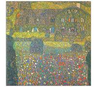ArtPlaza Klimt Gustav-House in Attersee Panel Decorativo, Madera MDF, Multicolor, 100x100 Cm
