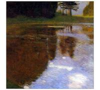 ArtPlaza Klimt Gustav-Lake in Front of The Castle Panel Decorativo, Madera MDF, Multicolor, 50x50 Cm