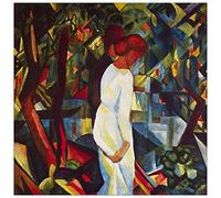 ArtPlaza Macke August-Couple in The Forest Panel Decorativo, Madera MDF, Multicolor, 30x30 Cm