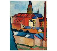 ArtPlaza Macke August-St. Mary's Church with Houses and Chimney Panel Decorativo, Madera MDF, Multicolor, 60x80 Cm