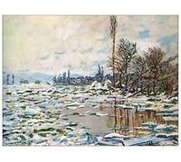 ArtPlaza Monet Claude-Break Up of Ice Panel Decorativo, Madera MDF, Multicolor, 120x90 Cm