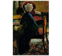 ArtPlaza Panel Decorativo-Macke August Elisabeth At The Desk, Madera, Multicolor, 60x1.8x90 cm