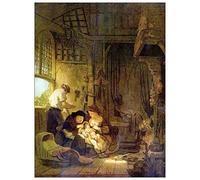 ArtPlaza Panel Decorativo-Rembrandt The Holy Family, Madera, Multicolor, 60x1.8x80 cm