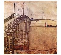 ArtPlaza Schiele Egon-The Bridge Panel Decorativo, Madera MDF, Multicolor, 100x100 Cm