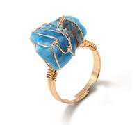 ARTQ Anillo De Piedra Anillo De Piedra Azul Natural Anillo De Piedras Preciosas Ajustables Anillo De Piedras En Bruto Anillos De Piedra De Cristal Vintage para Su Madre, Hermana, Esposa Y Novia. Re