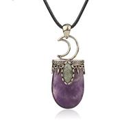 ARTQ Colgantes para Mujer Piedra Natural Collar De Piedra Natural De Amatista Geométrica Labradorita Collar De Piedras Preciosas De Moda Regalo del Día De La Madre Joyería para Esposa Novia Mamá